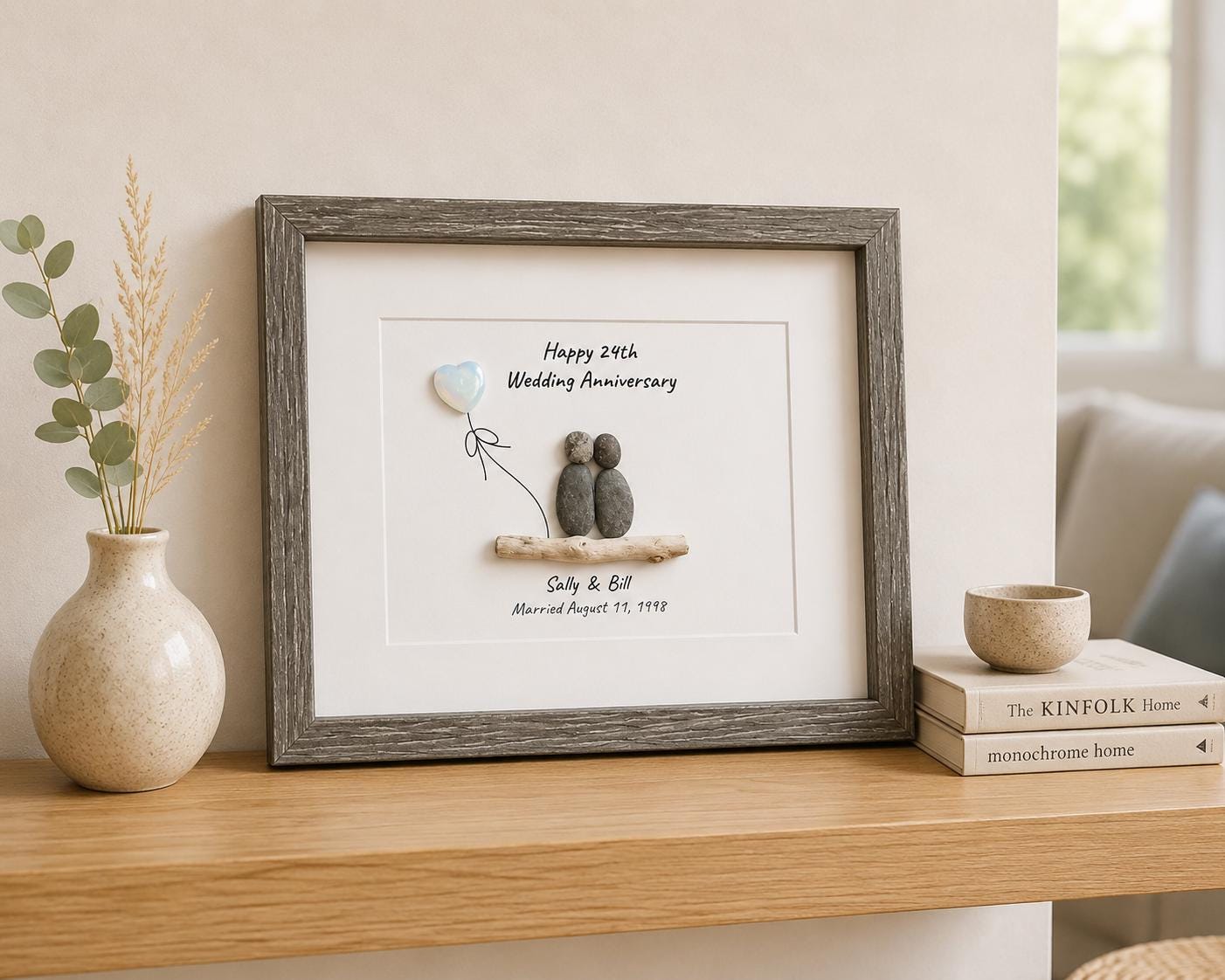 24th Wedding Anniversary | Opal Anniversary | 24 Year Anniversary | Gift for Wife, Husband, Parent, Couple, Friends | 8x10 Pebble Art