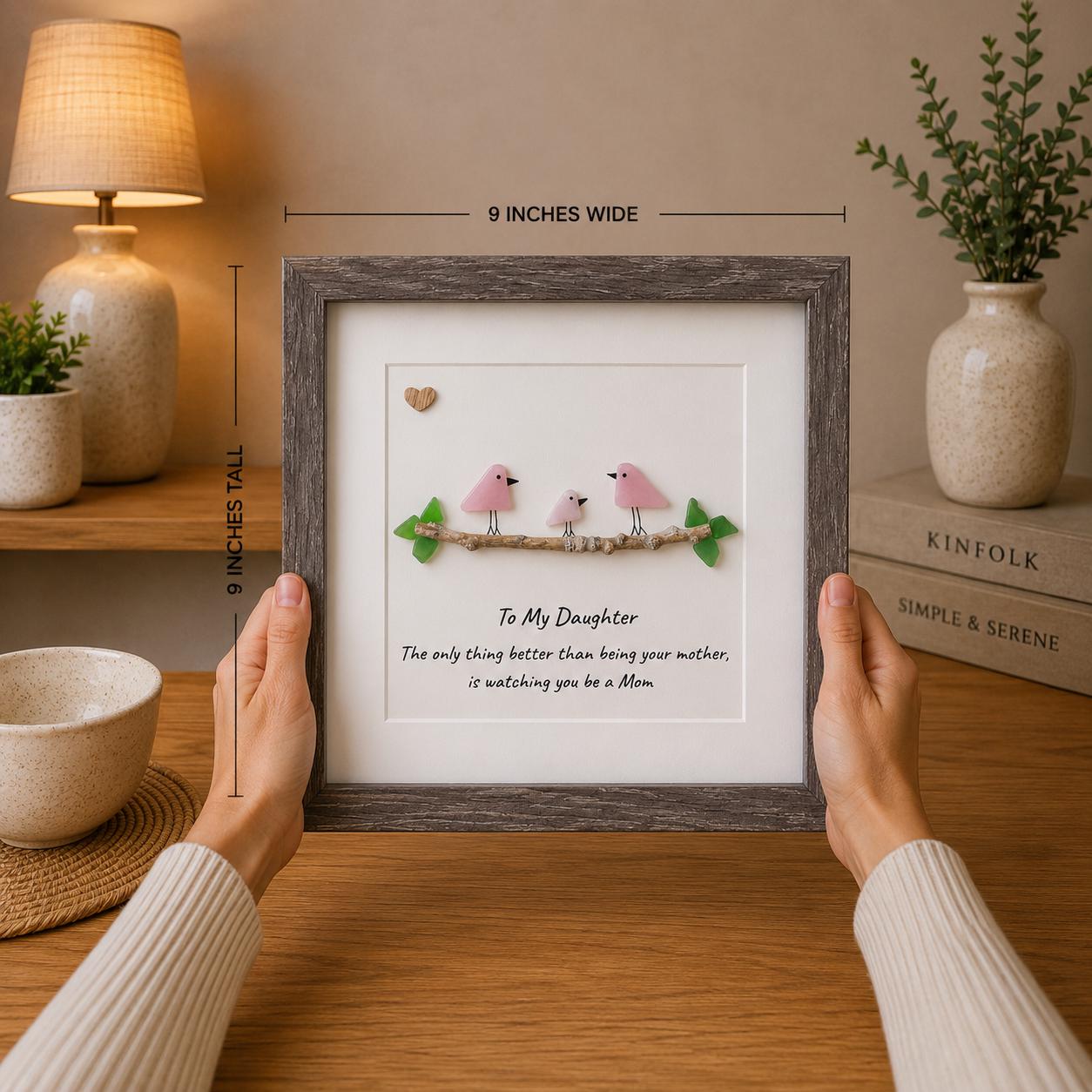 Gift for Daughter Who is a Mom, Framed 8x8 Sea Glass Art Captioned “The only thing better than being your mother, is watching you be a Mom"