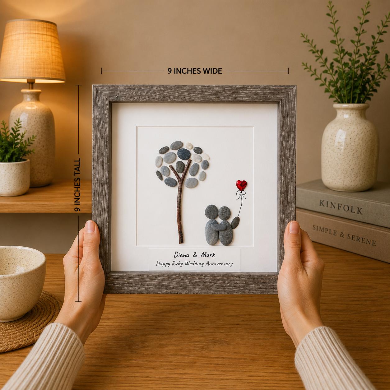 Personalized Ruby Anniversary Pebble Art Gift | 40th Wedding Gift