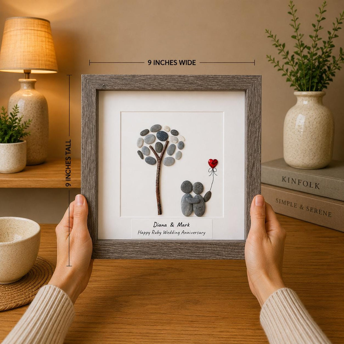 Personalized Ruby Anniversary Pebble Art Gift | 40th Wedding Gift