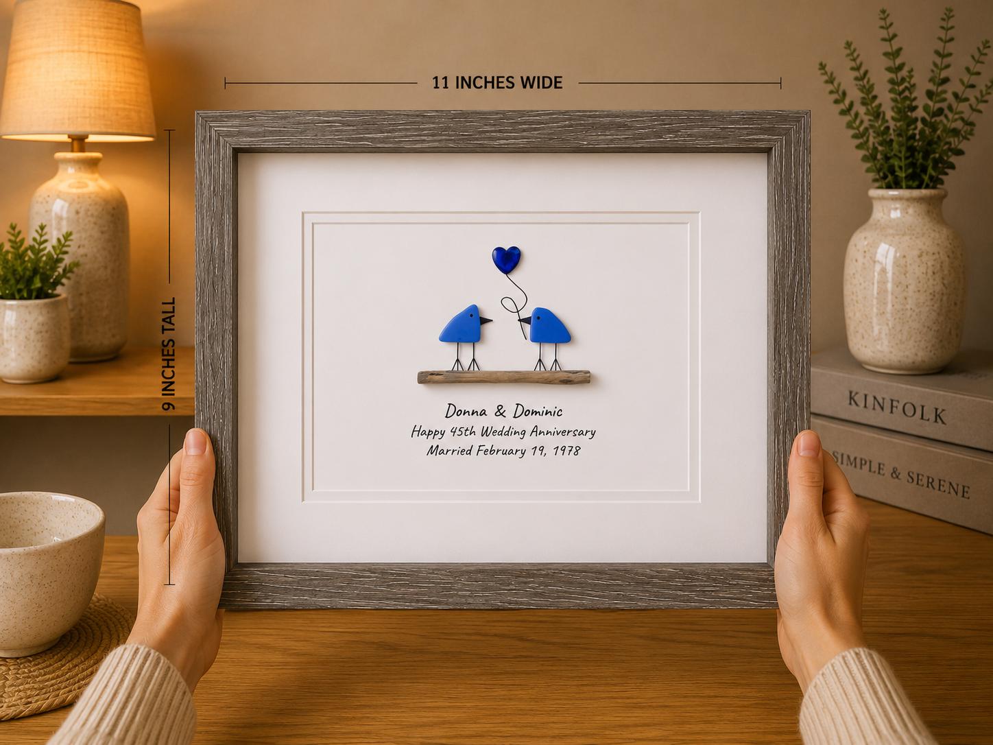 Sapphire Wedding Anniversary | 45th Anniversary | Unique 45th Anniversary Gift | Gift for Wife, Husband, Parent, Couple | 8x10 Sea Glass Art