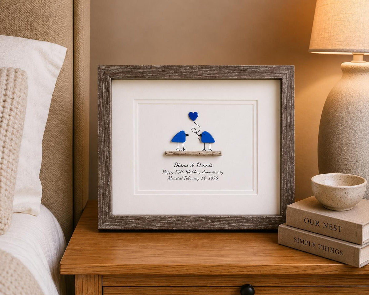 Sapphire Wedding Anniversary | 45th Anniversary | Unique 45th Anniversary Gift | Gift for Wife, Husband, Parent, Couple | 8x10 Sea Glass Art