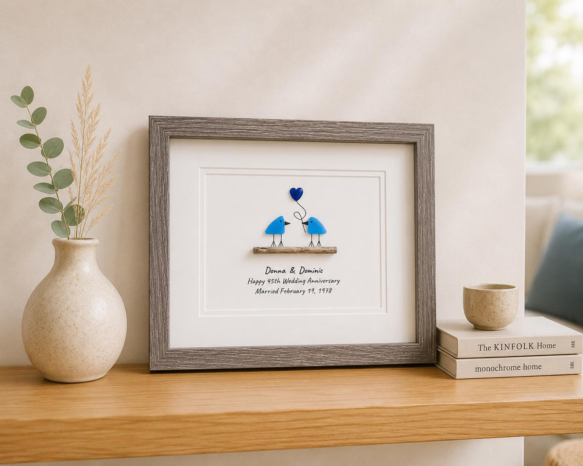 Sapphire Wedding Anniversary | 45th Anniversary | Unique 45th Anniversary Gift | Gift for Wife, Husband, Parent, Couple | 8x10 Sea Glass Art
