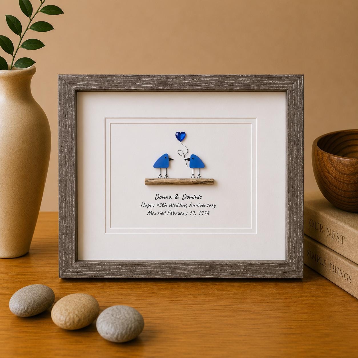 Sapphire Wedding Anniversary | 45th Anniversary | Unique 45th Anniversary Gift | Gift for Wife, Husband, Parent, Couple | 8x10 Sea Glass Art