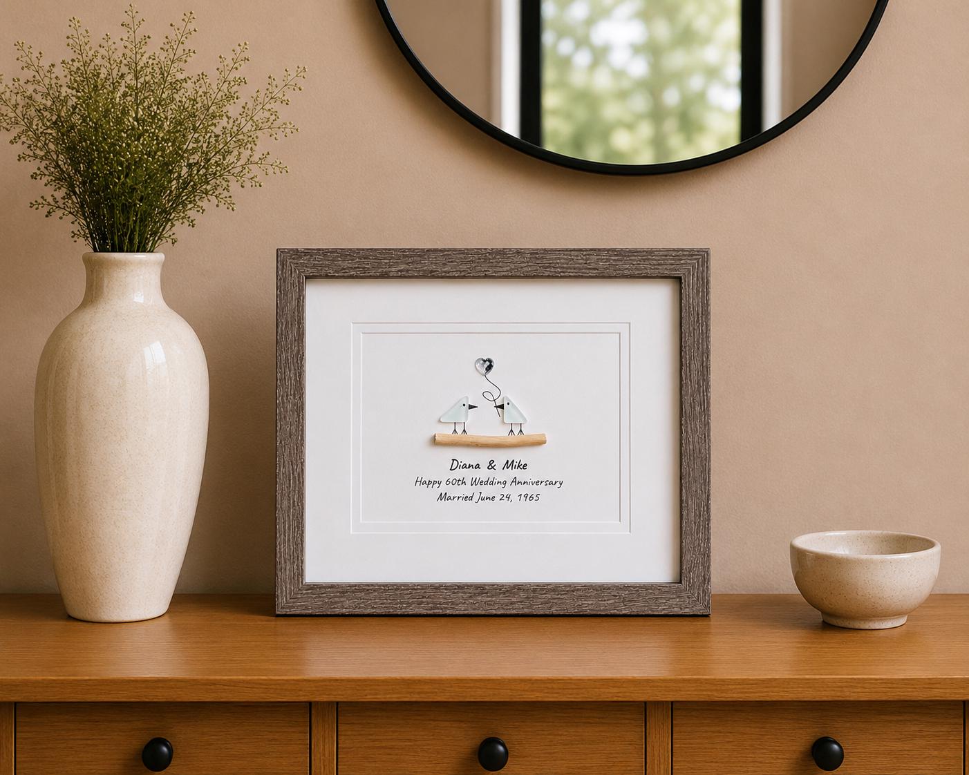 60th Anniversary Gift | Personalized Diamond Wedding Art