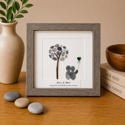 Personalized Emerald Anniversary Pebble Art Gift | 55th Wedding Gift