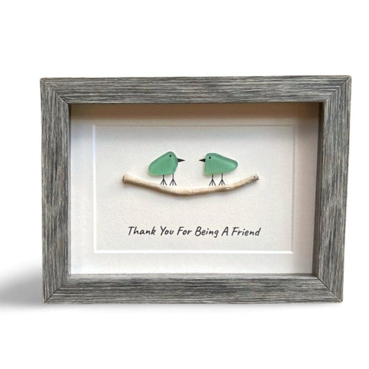Sea Glass Picture with Quote "Thank You For Being A Friend"