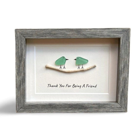 Sea Glass Picture with Quote "Thank You For Being A Friend"
