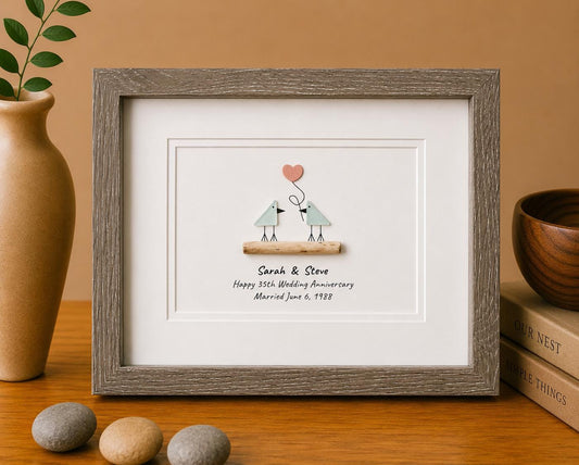 35th Wedding Anniversary | Coral Anniversary | Unique 35th Anniversary Gift | Gift for Wife, Husband, Parent, Couple | 8x10 Sea Glass Art