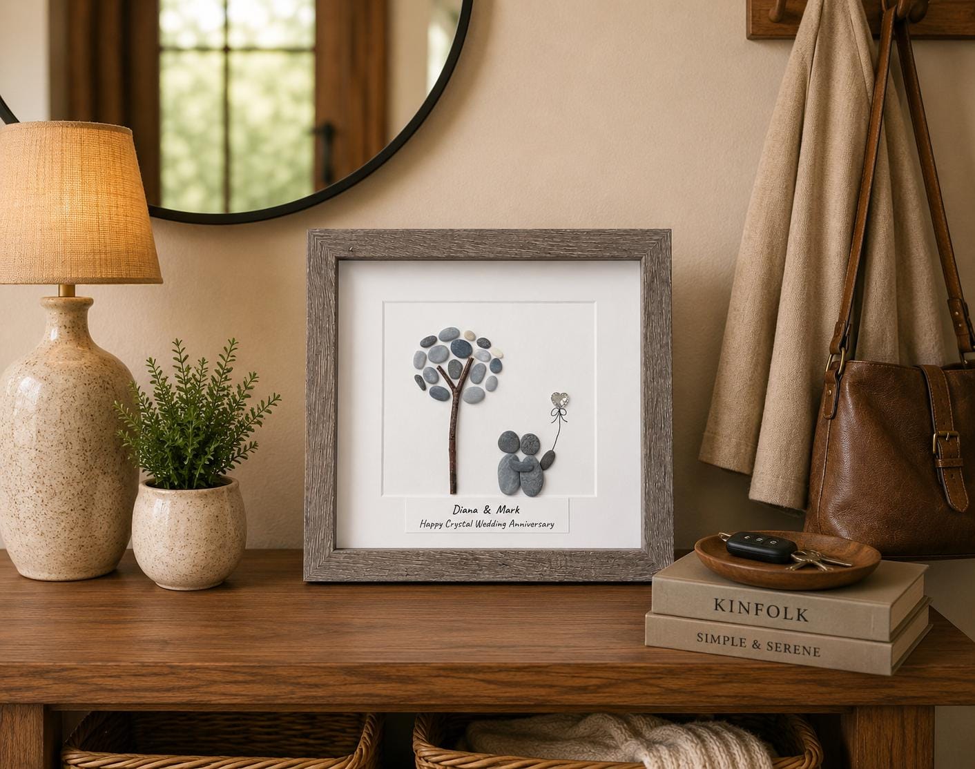 Personalized Crystal Anniversary Pebble Art Gift | 15th Wedding Gift