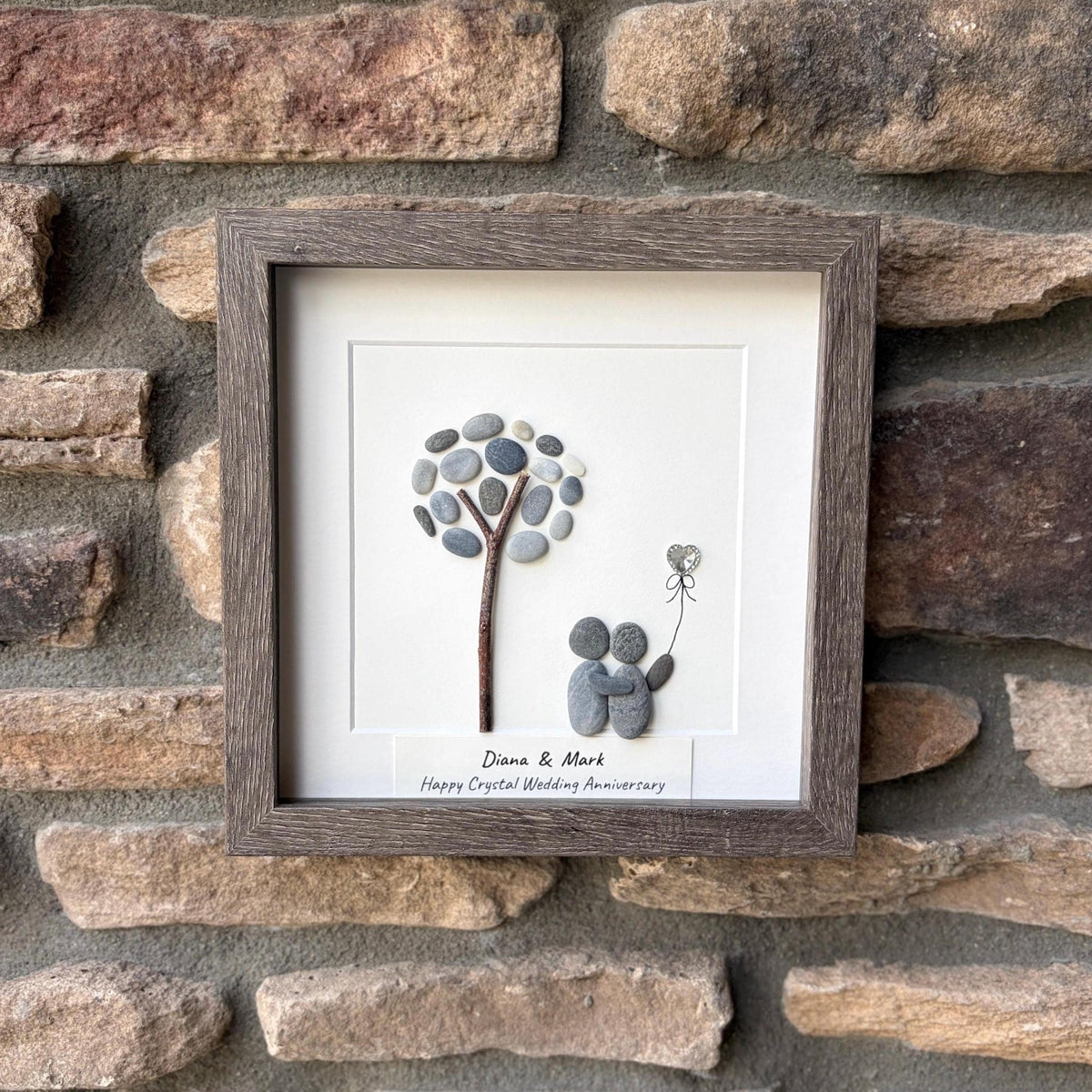 Personalized Crystal Anniversary Pebble Art Gift | 15th Wedding Gift