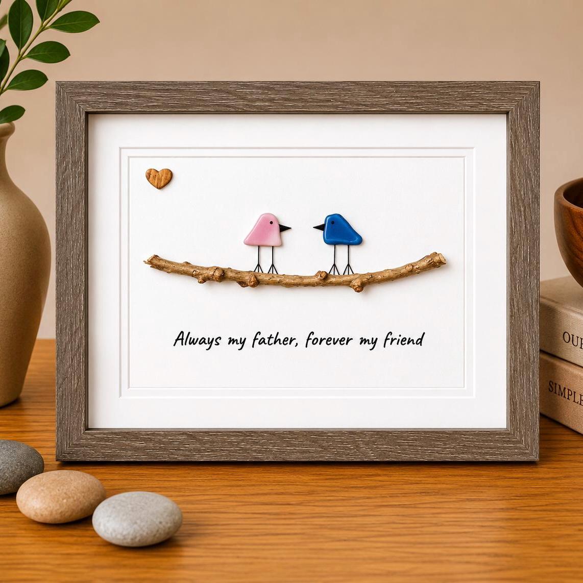 Unique Gift for Dad, Framed 8x10 Sea Glass Art Captioned “Always my father, forever my friend”, Father’s Day Gift, Gift for Dad