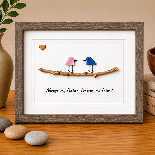 Unique Gift for Dad, Framed 8x10 Sea Glass Art Captioned “Always my father, forever my friend”, Father’s Day Gift, Gift for Dad