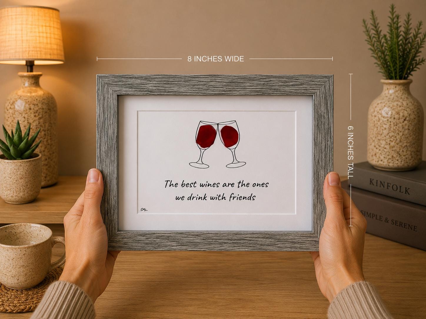 The Best Wines Are The Ones We Drink With Friends Sea Glass Art, 5x7 Handmade Art, Bar Decor, Cocktail Art, Housewarming Gift, Wine Lover