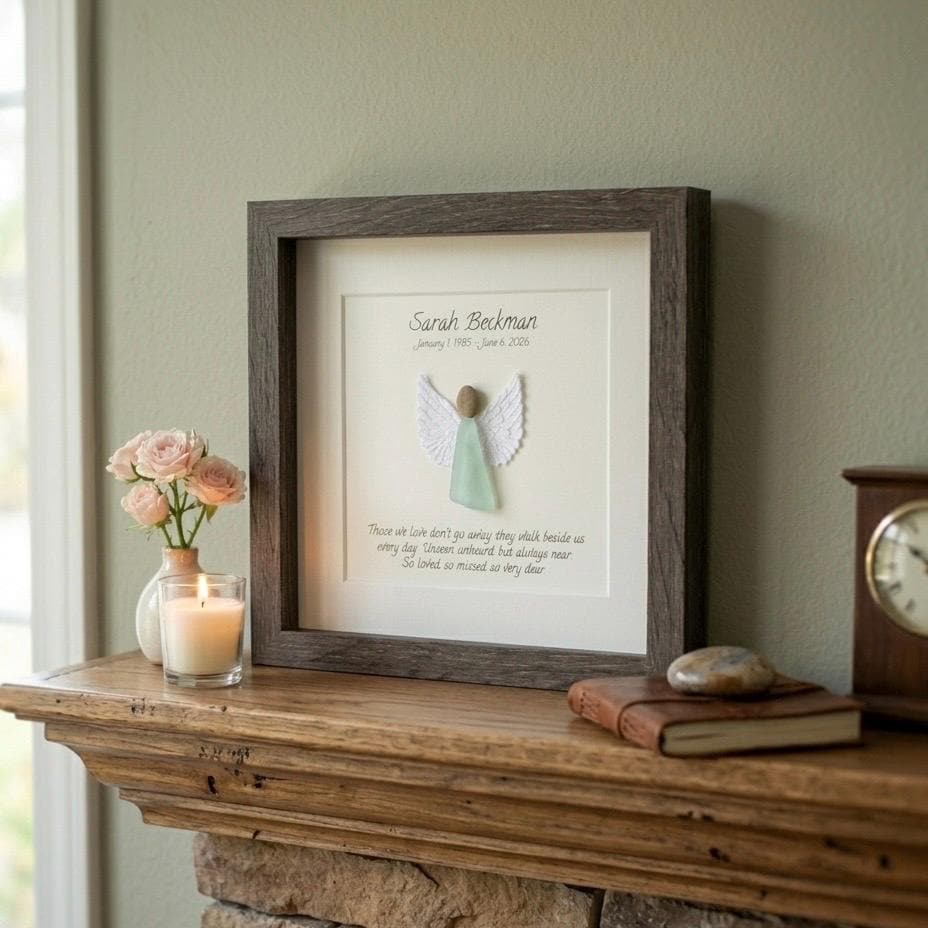 Personalized Memorial Angel Gift | Sea Glass Sympathy Art