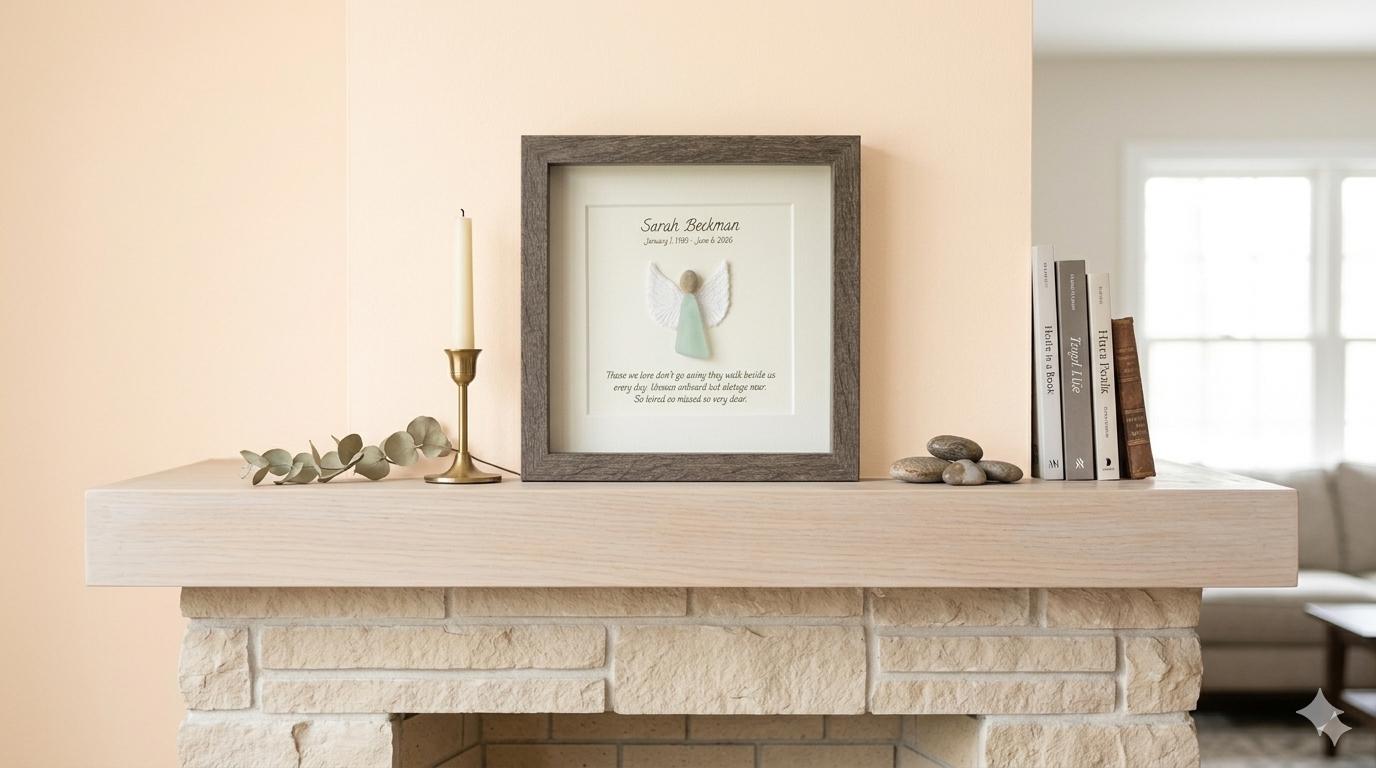 Personalized Memorial Angel Gift | Sea Glass Sympathy Art