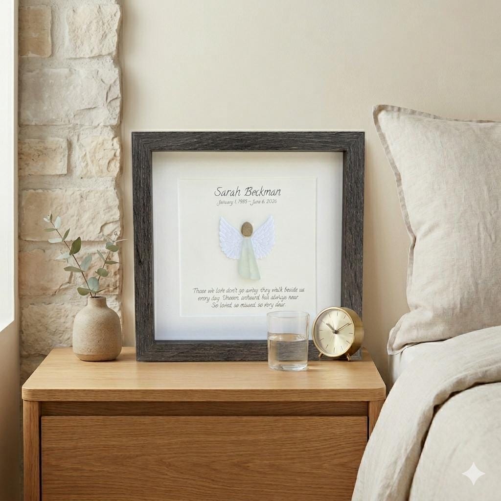 Personalized Memorial Angel Gift | Sea Glass Sympathy Art