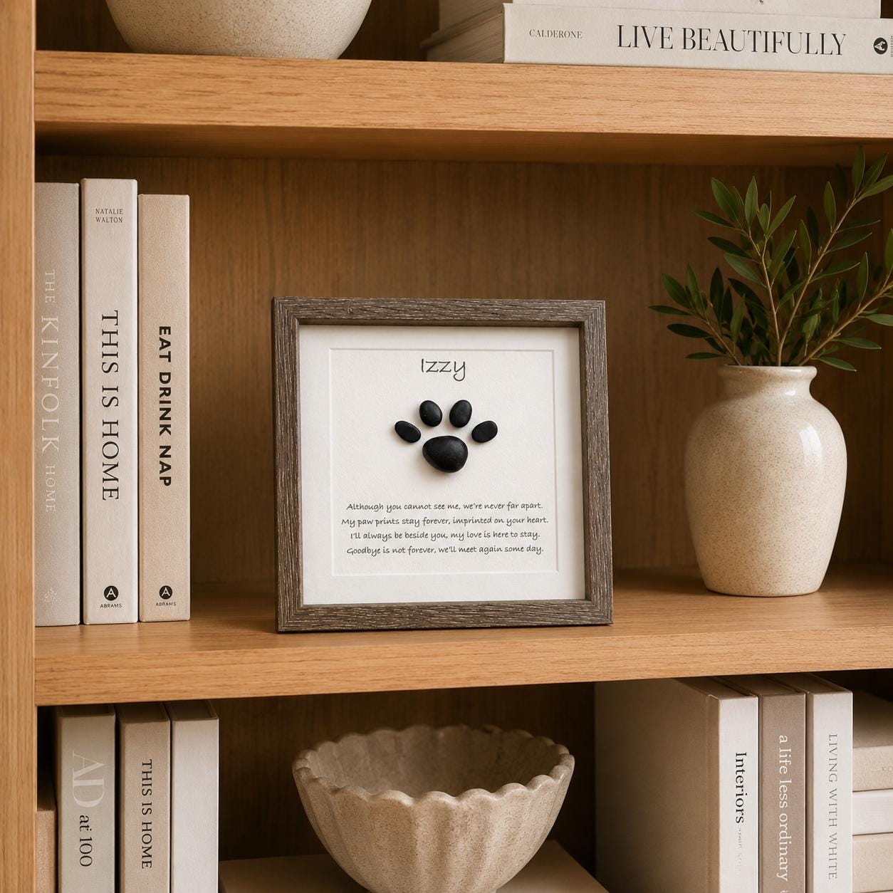 Framed Pebble Art Pet Memorial, Dog Loss Gift, Cat Remembrance
