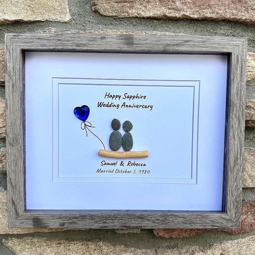 45th Wedding Anniversary Gift | Personalized Sapphire Anniversary Art