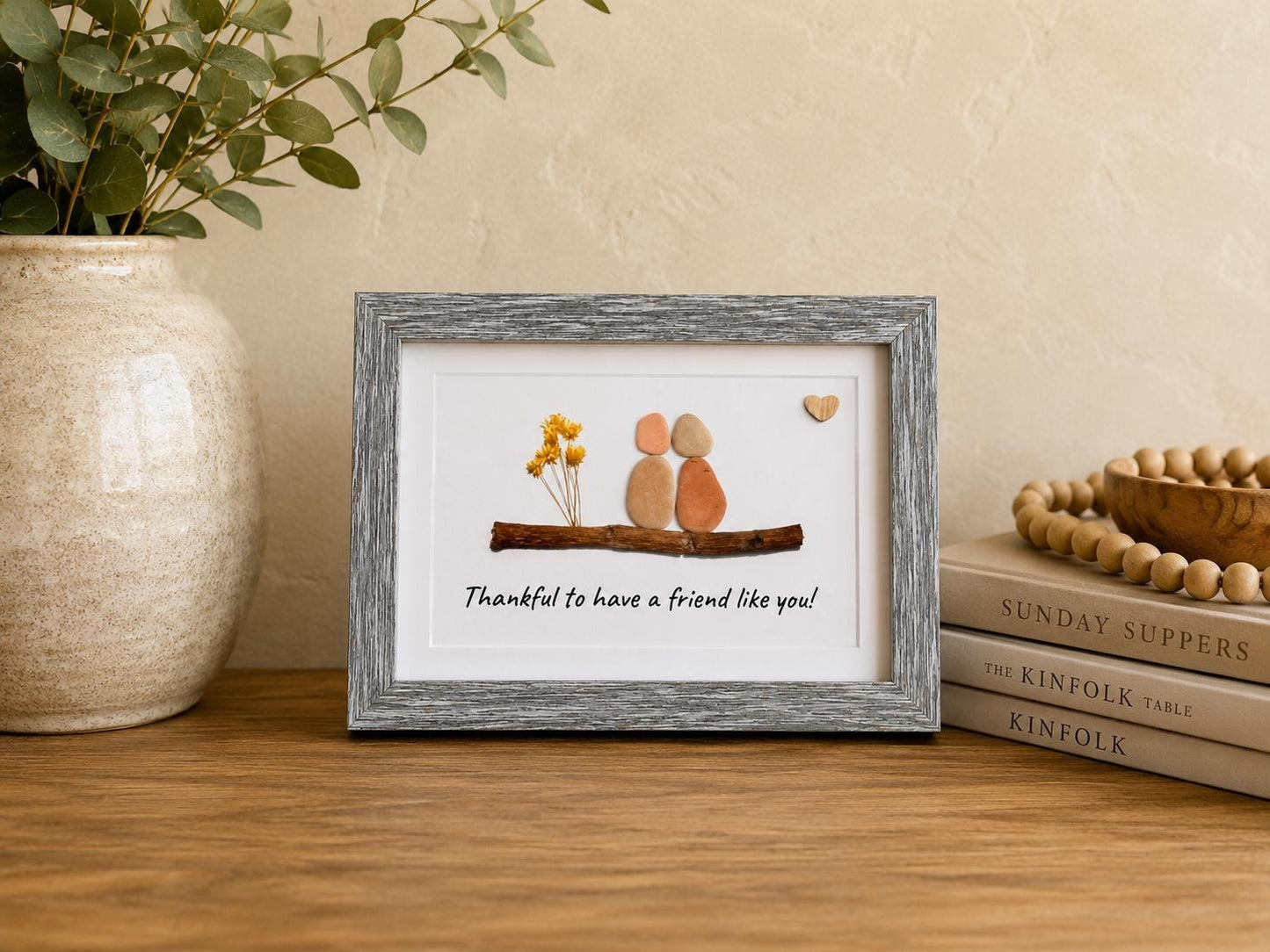 Thankful to Have a Friend Like You 5x7 Framed Pebble Art | Holiday Gift | Gift for Friend