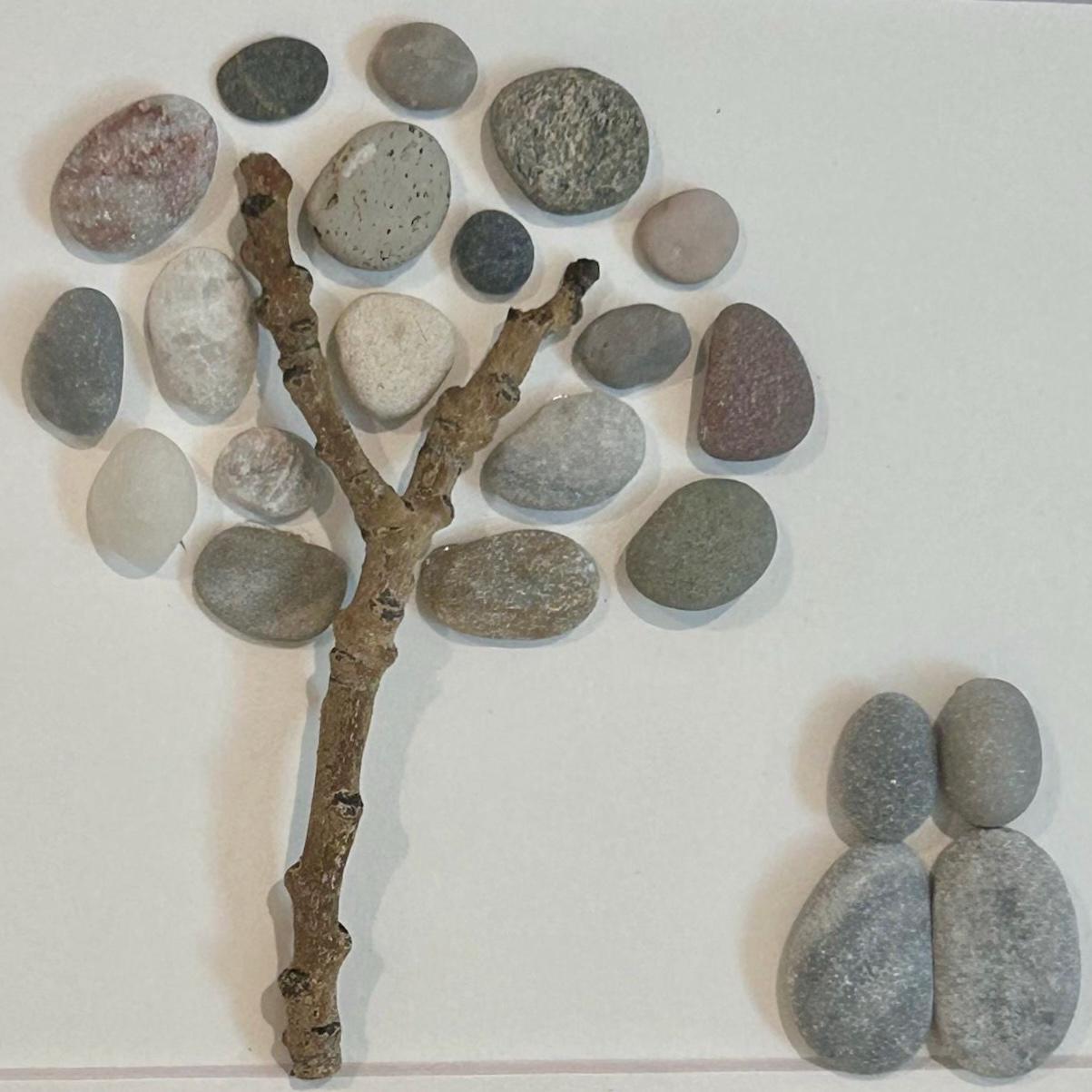 Couple Sitting Under Tree | Gift for Couple | Lovers | Family | Unique Gift for Friends | 8x10 Framed Pebble Art
