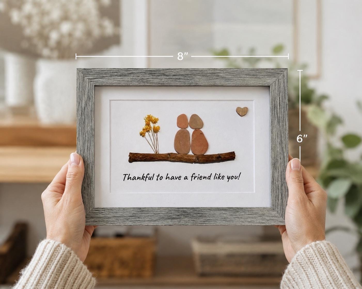 Thankful to Have a Friend Like You 5x7 Framed Pebble Art | Holiday Gift | Gift for Friend