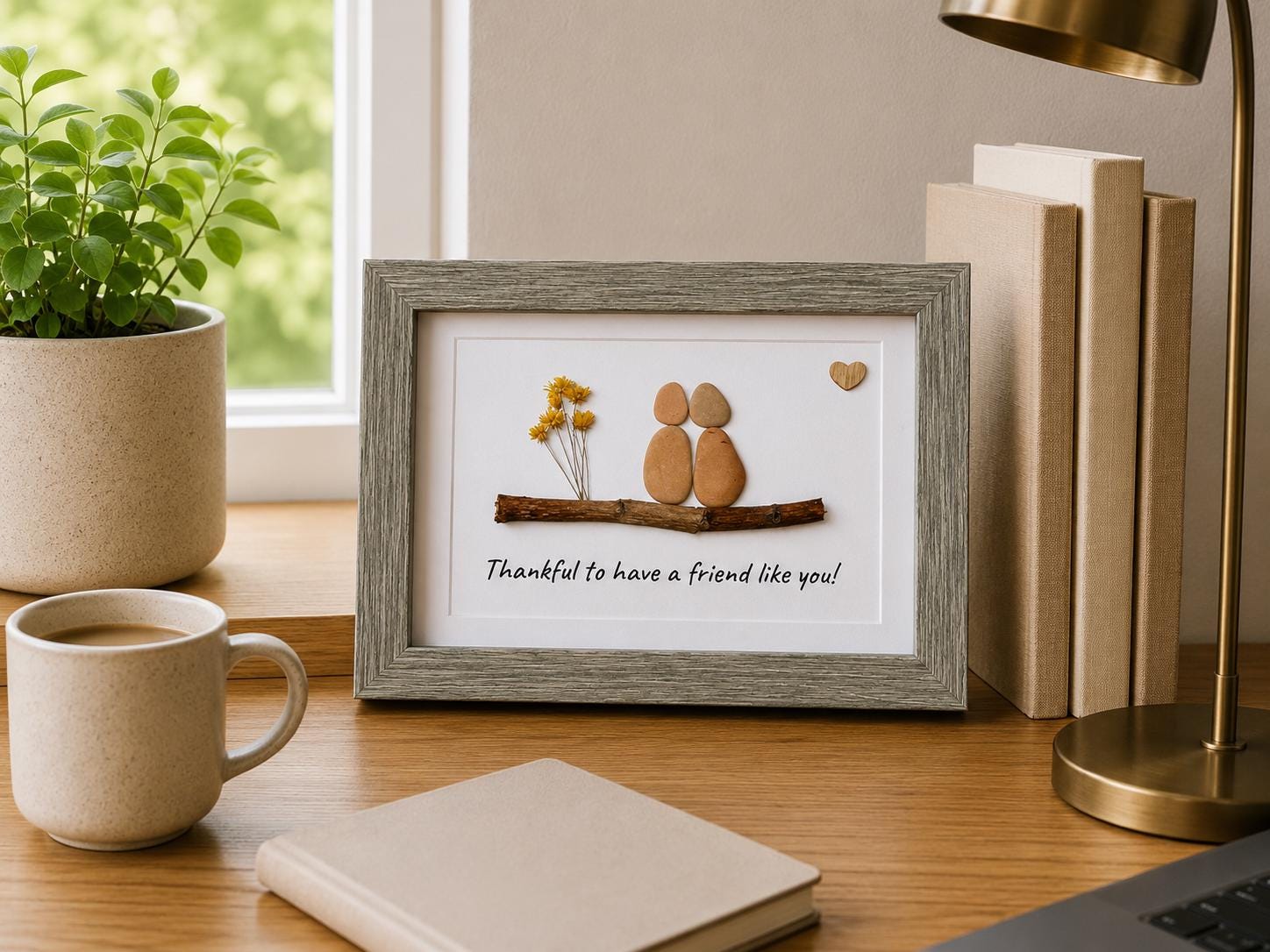 Thankful to Have a Friend Like You 5x7 Framed Pebble Art | Holiday Gift | Gift for Friend