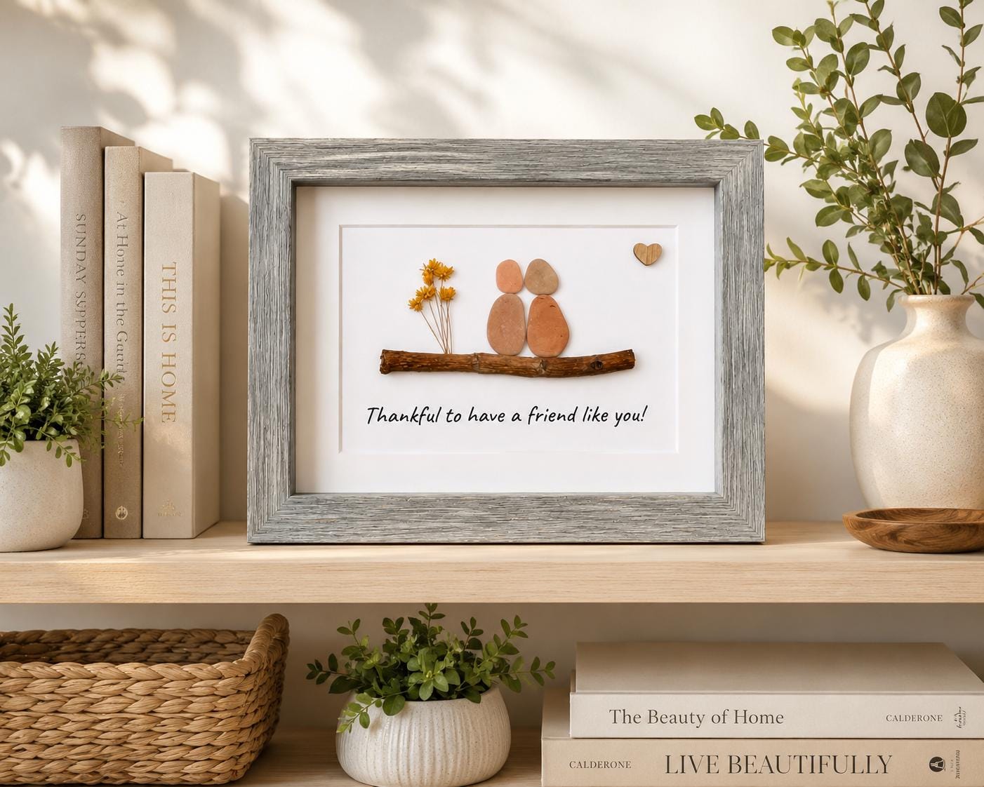 Thankful to Have a Friend Like You 5x7 Framed Pebble Art | Holiday Gift | Gift for Friend