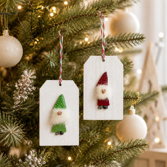 Handmade Elf or Gonk Christmas Ornament Made from Scottish Sea Glass and Pebbles, Perfect Holiday Gift, Stocking Stuffer, elf