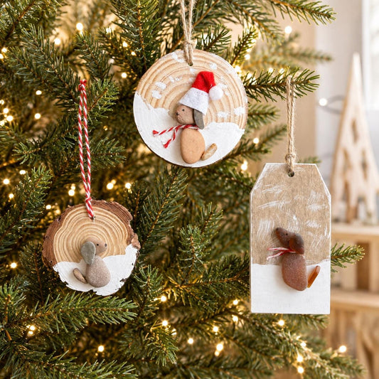 Dog Christmas Ornaments Made From Scottish Sea Glass and Beach Pebbles, Perfect Holiday Gift or Stocking Stuffer for Dog Owners