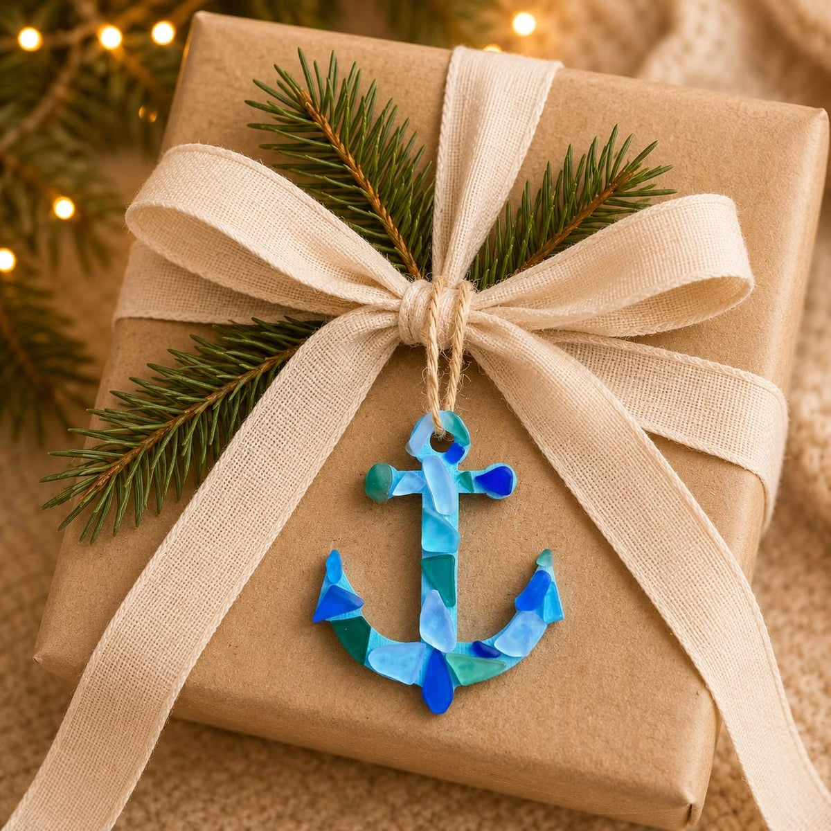 Scottish Sea Glass Sailing Ornaments, Choose Between 2 Handmade Decorations Featuring a Sailboat and an Anchor, Perfect Gift for Sailor