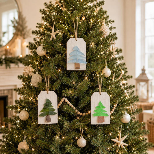 Handmade Sea Glass Christmas Tree Ornament, Scottish Coastal Decor