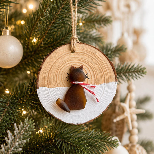 Cat Sea Glass Christmas Ornament