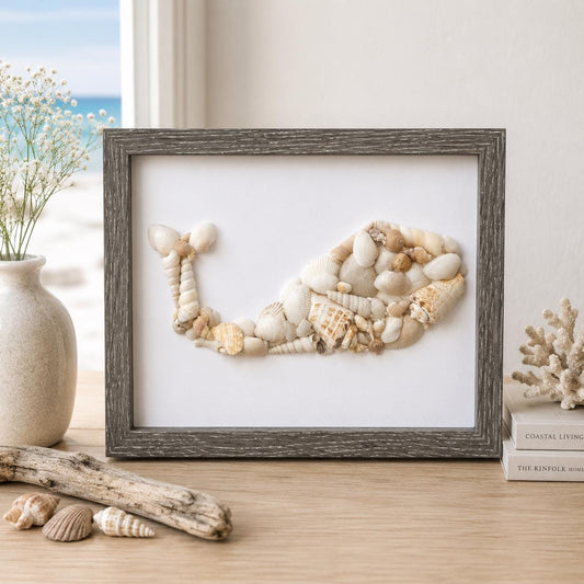 Seashell Whale Art, 8x10"