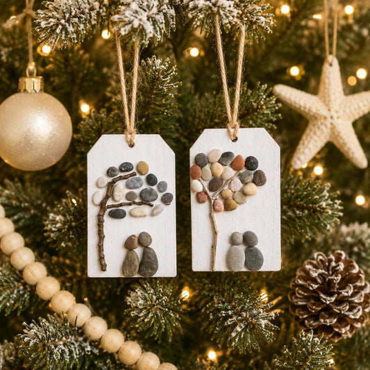 Couple Under a Tree Pebble Art Christmas Ornament