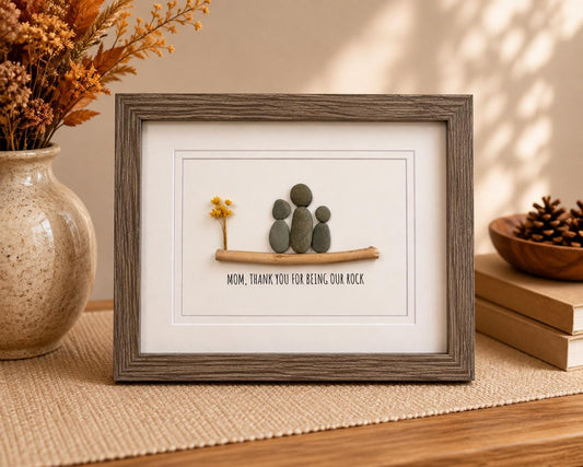 Mom, Thanks for Being Our Rock Pebble Art, 5x7", 8x8" or 8x10"