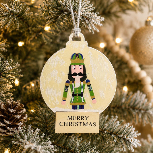 Nutcracker Christmas Ornament with Wooden Sign