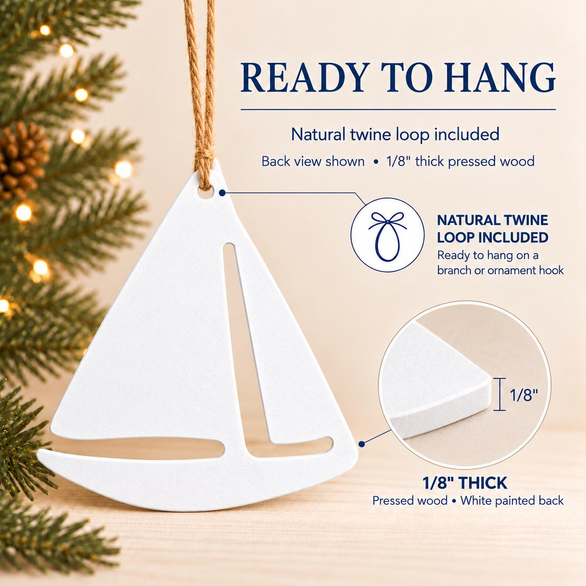 Sailboat or Anchor Sea Glass Christmas Ornament