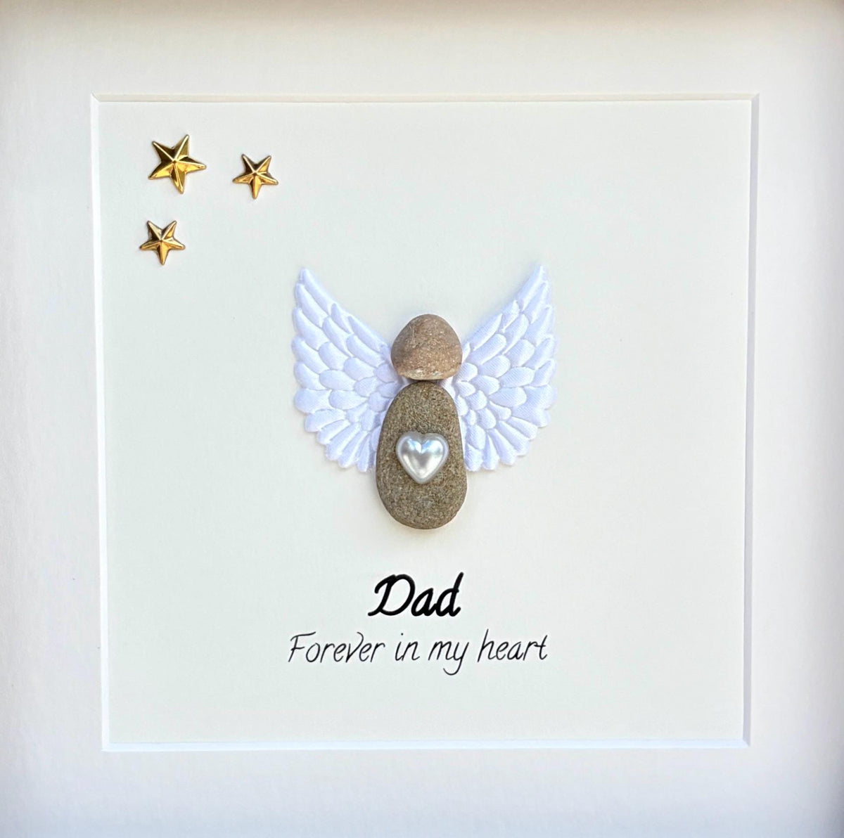 Dad Memorial Pebble Art, Framed Handmade Artwork to Commemorate Loved One