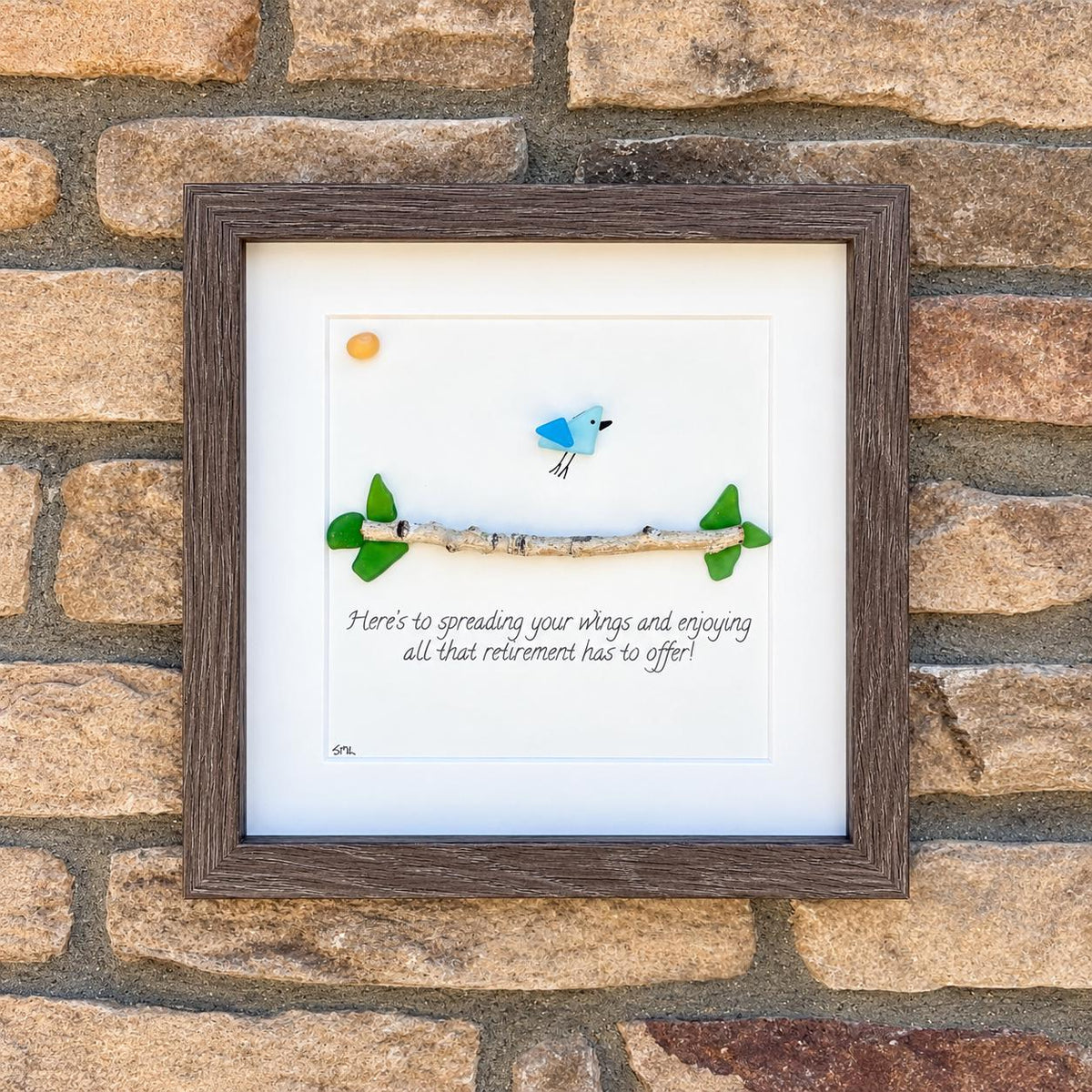Retirement Sea Glass and Shell Artwork, Personalized Gift for friend, coworker, family