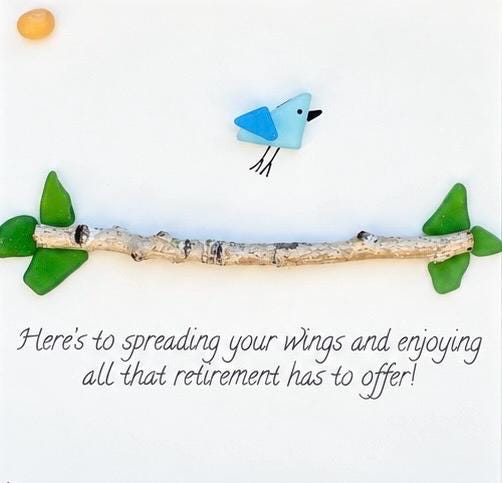 Retirement Sea Glass and Shell Artwork, Personalized Gift for friend, coworker, family