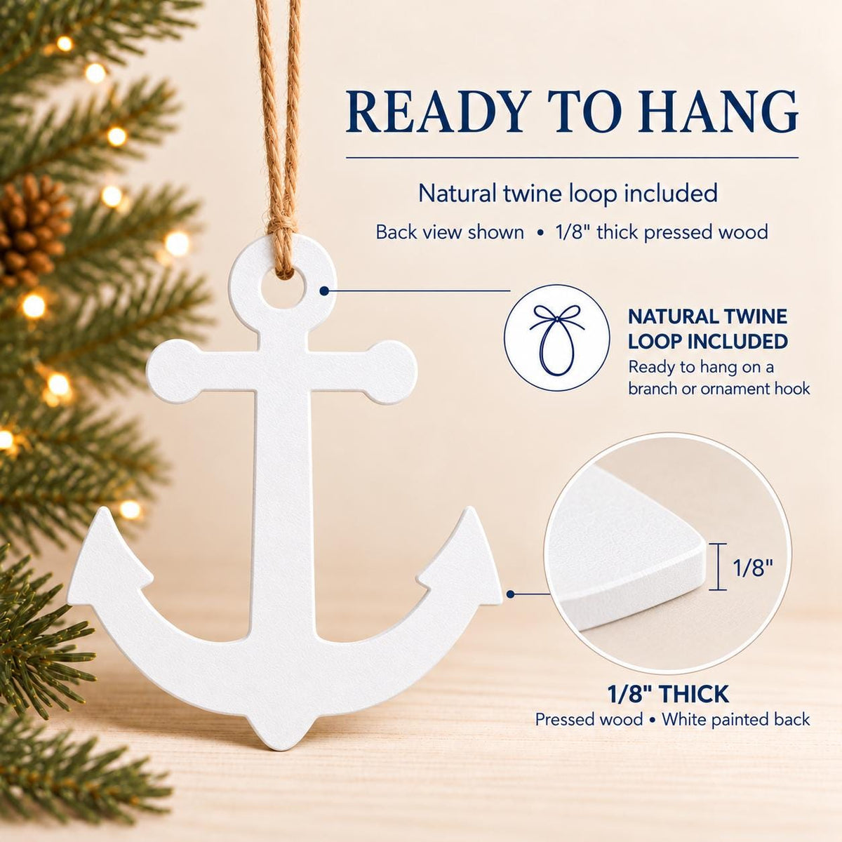 Sailboat or Anchor Sea Glass Christmas Ornament