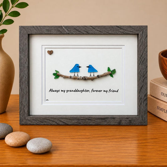 Always My Granddaughter, Forever My Friend Sea Glass Art, 8x10"