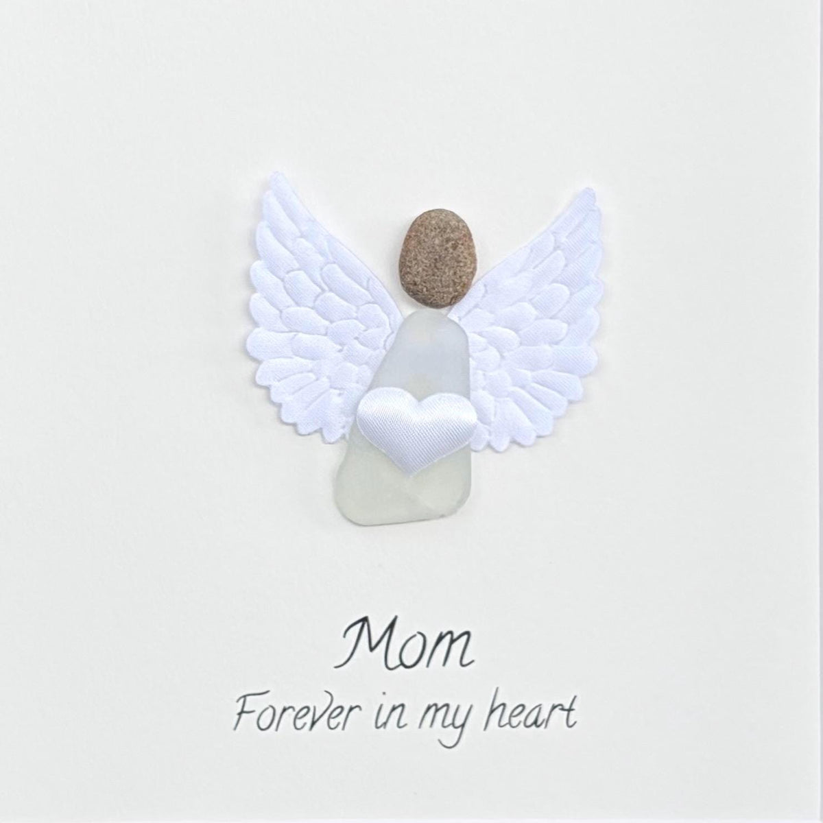 Mom or Loved One Memorial Pebble and Sea Glass Artwork , 9x9 Personalizable Gift