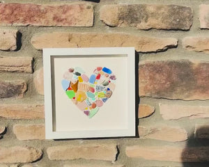 Mosaic Heart Sea Glass Art | Colorful Beach Glass Wall Decor | Handmade Coastal Heart Artwork | Unique Ocean Lover Gift