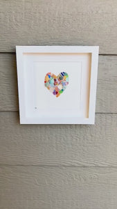 Colorful Heart Beach Collage Made of Scottish Sea Glass, Shells, Sea Pottery and Pebbles, 9x9 Framed Handmade Original Wall Decor